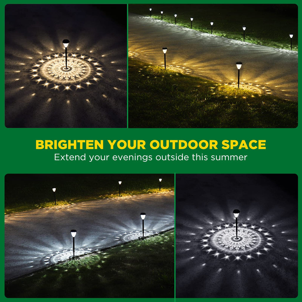 Super Bright Solar Lights Outdoor Waterproof-10 Pack, Dusk to Dawn Up to 12 Hrs Solar Powered Outdoor Pathway Garden