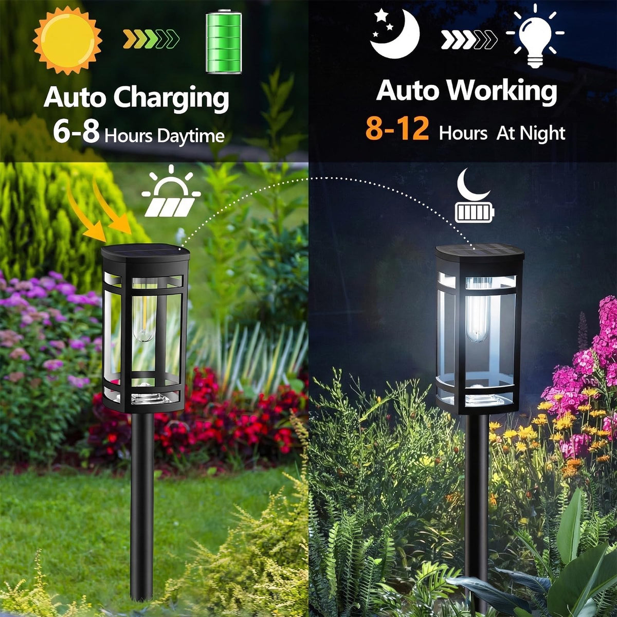 16 Pack Solar Pathway Lights Outdoor Waterproof, Cool White