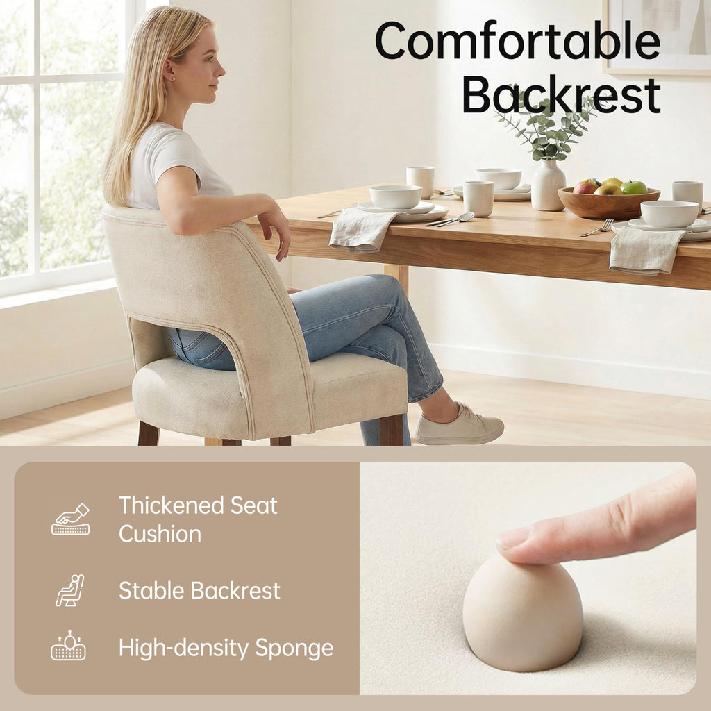 Wooden Set of 2 with Rubberwood Legs and Open Back