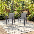 Stackable Patio Chairs Set of 2, Outdoor Dining Chairs with High Back & Metal Frame, Lightweight Sling Chair for Lawn