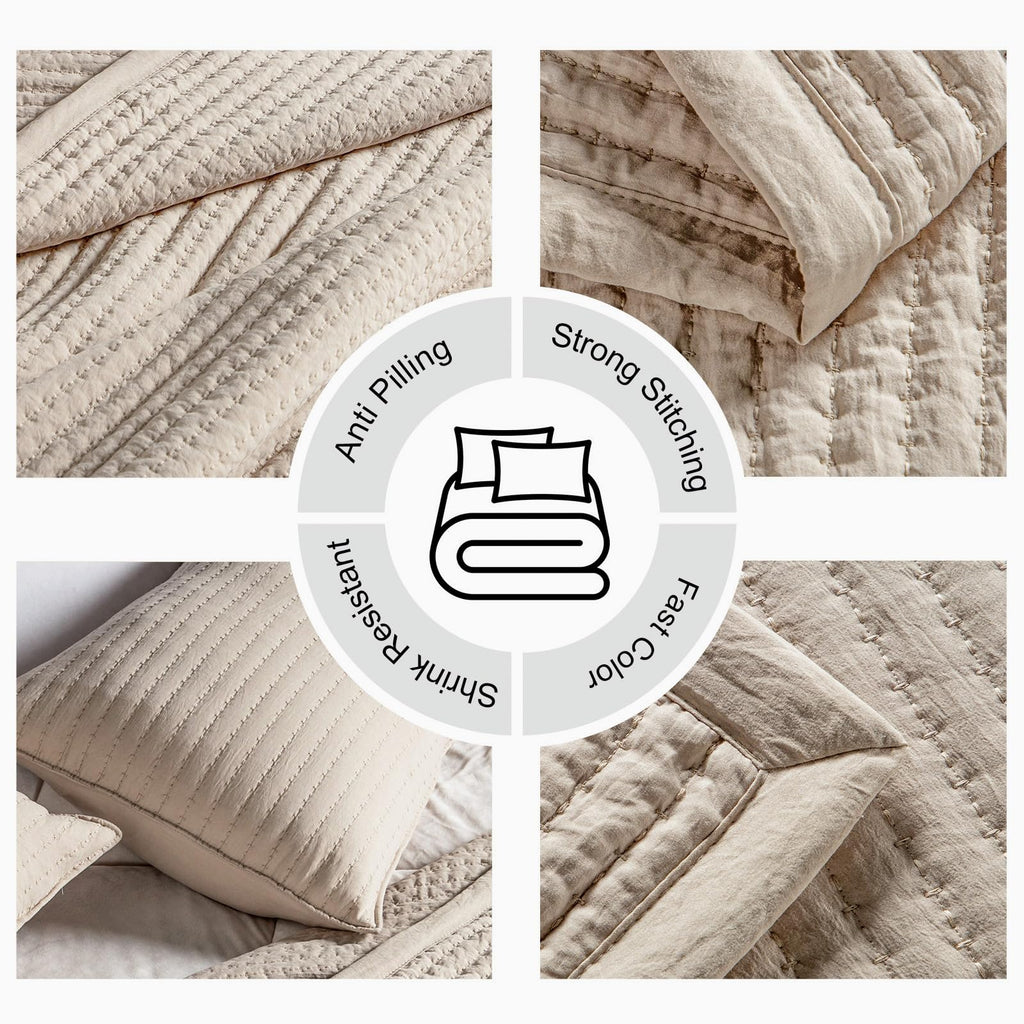 Quilt Set 112 x 106 in, Lightweight, Oatmeal