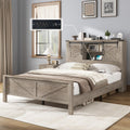 Farmhouse Slat Bed Frame with Storage Headboard