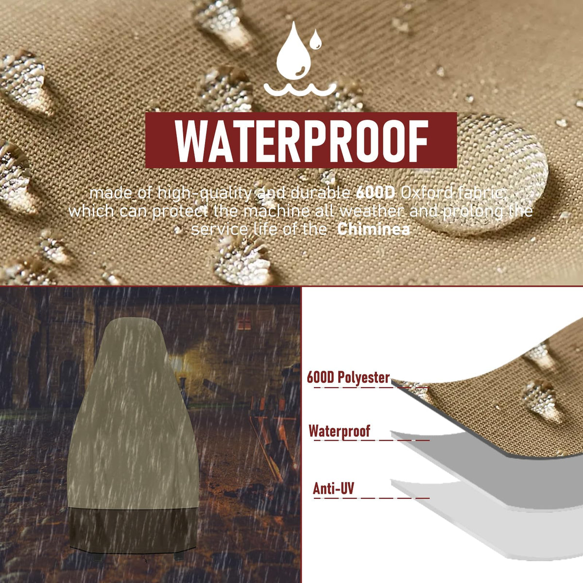 Chiminea Cover Outdoor Waterproof Chiminea Fire Pit Cover Heavy Duty Durable Chiminea Protection Cover with