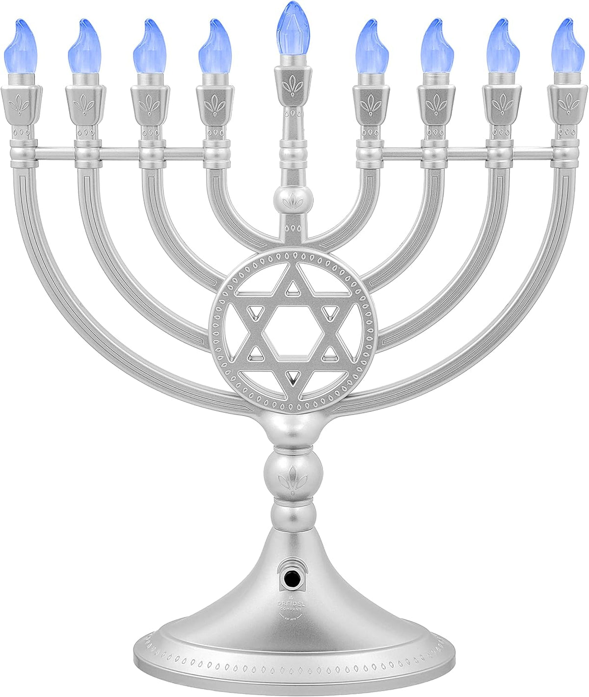 Traditional LED Electric Silver Matte Hanukkah Full Size 13 Inches Tall Battery or USB Powered - Includes a Micro USB