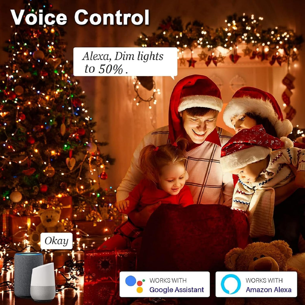 Smart Christmas Tree Lights, 6.6Ft 16 Line 400 RGB LED Multicolor Changing, Voice App Controlled, Indoor Outdoor