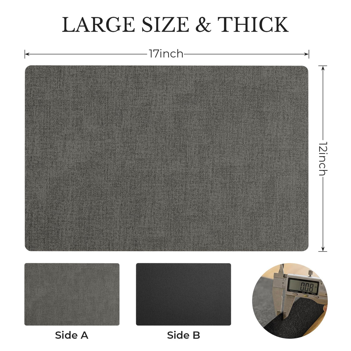 Placemats Set of 4, Reversible Faux Leather Wipeable Table Mats