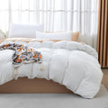 Grey and White Floral Branch Duvet Cover, Lightweight Cooling Microfiber
