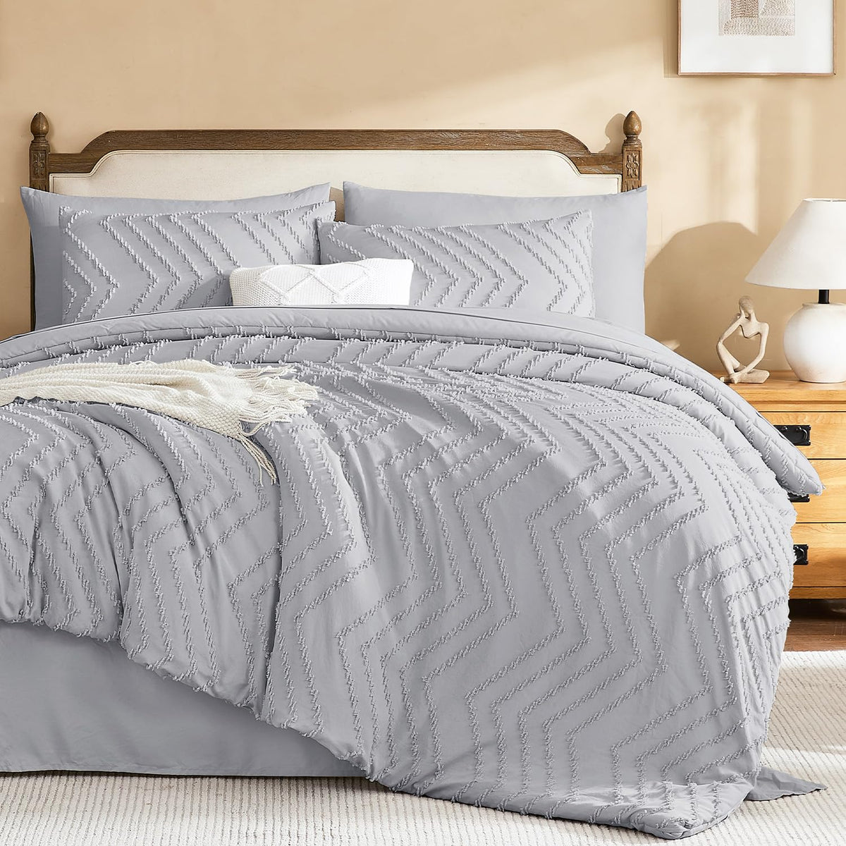 King Comforter Set with Sheets, 7 Pieces Boho Bed in a Bag