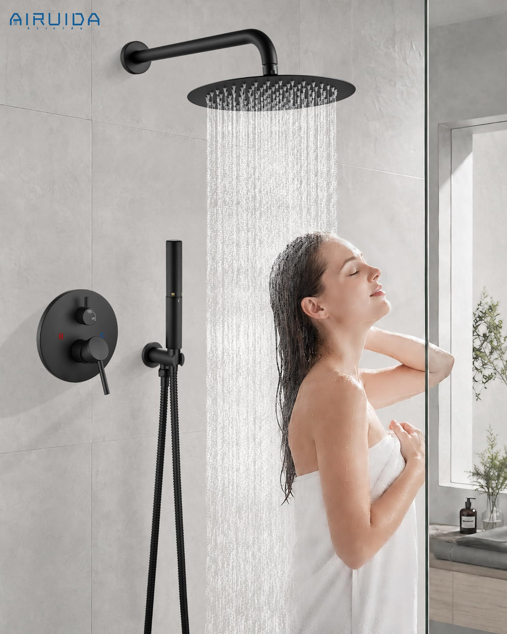 Shower Faucet Set,10 Inch Matte Black Shower System