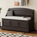 Shoe Storage Bench with Seating, 41.7" Farmhouse Entryway Bench with Cushion and Hidden Storage, Upholstered Storage