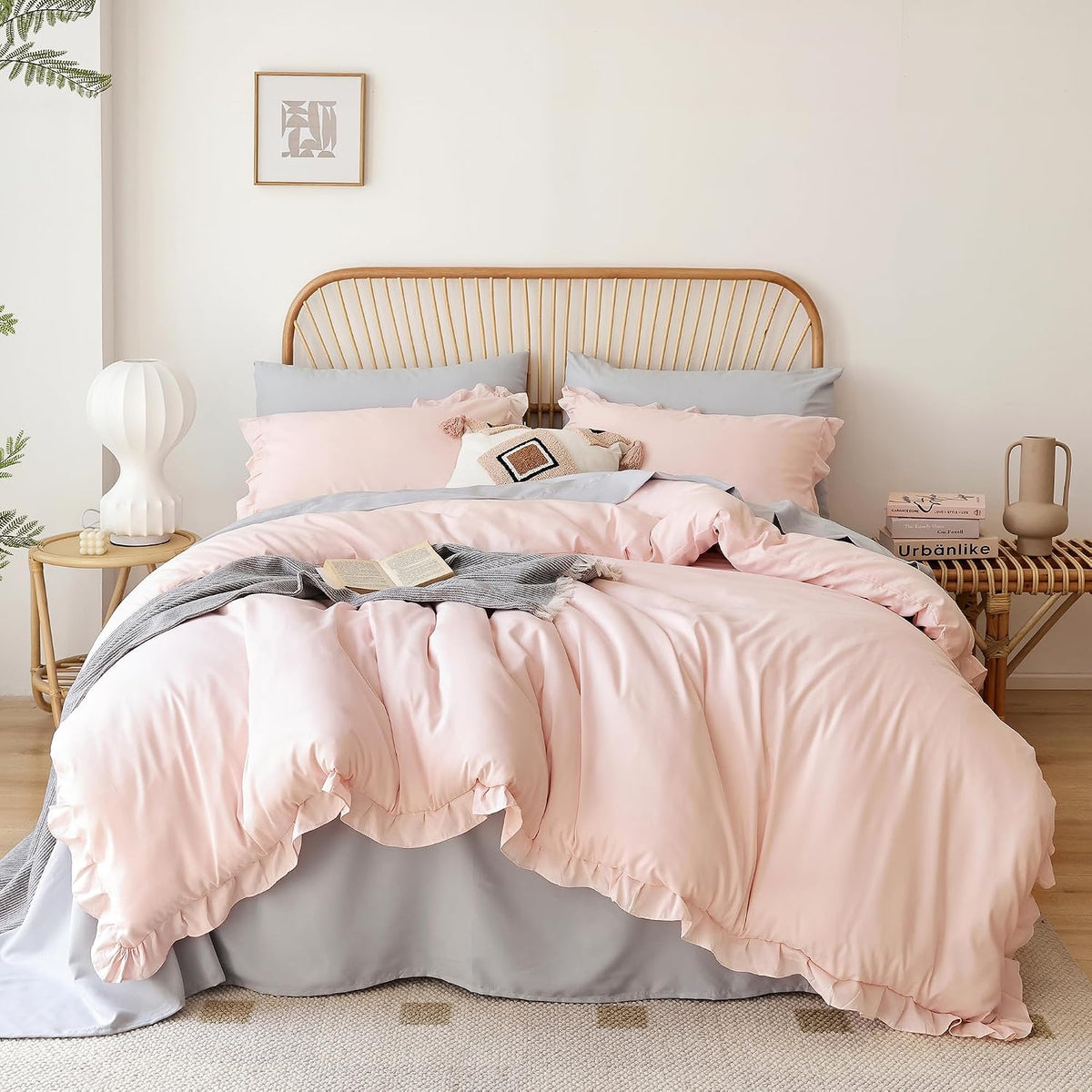Blush Ruffled Comforter Set, 3-Piece with Two Pillowcases