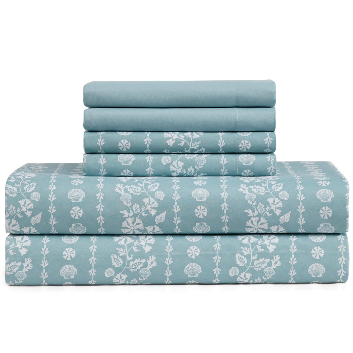 6-Pc Sheet Set with Cooling Pillowcases, Coastal Stripe
