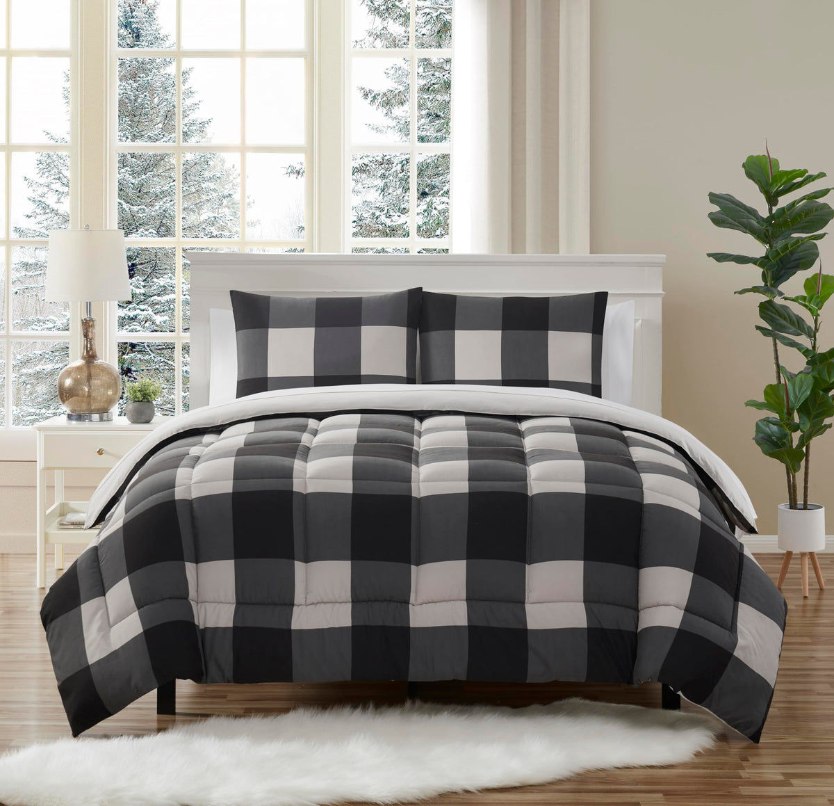7 Piece Comforter Set Bag Solid Color All Season Soft Down Alternative Blanket & Luxurious Microfiber Bed Sheets
