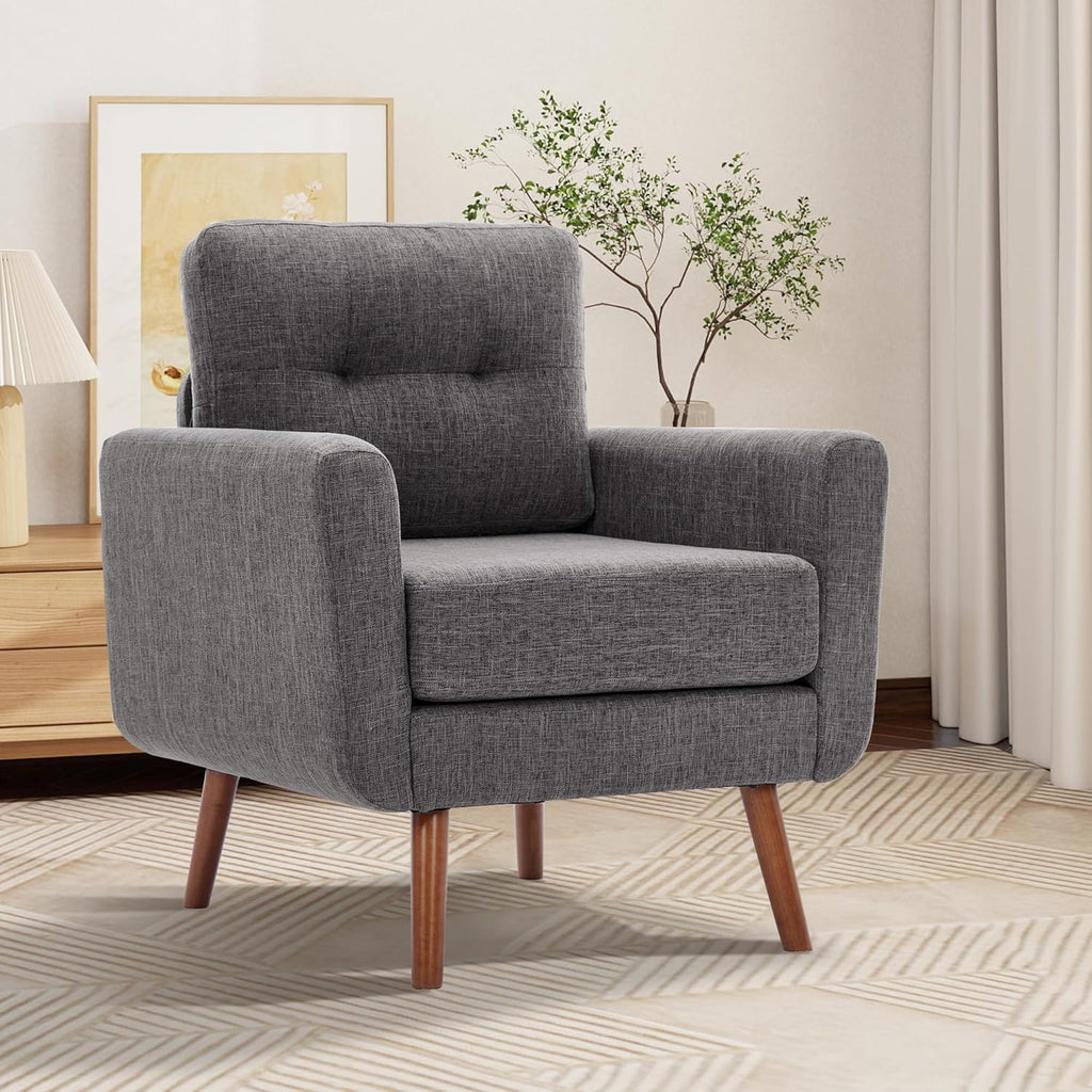 Accent Chair, Reading Chair, Mid Century Modern Arm Chair, Button Tufted Upholstered Accent Chairs Sofa with Solid