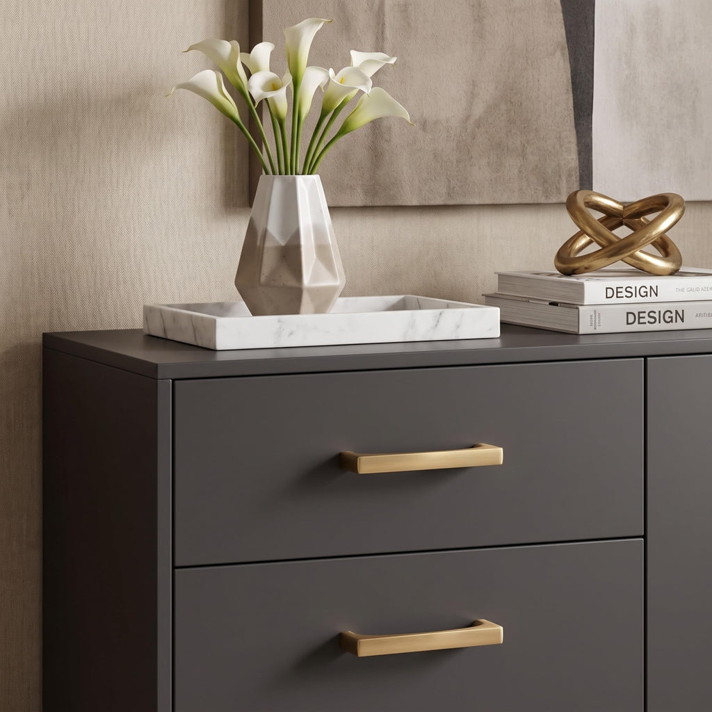 5 Pack Solid Handles 12-Inch(305mm) Satin Brass Cabinet Pulls,Heavy Duty Brushed Brass Handles Cabinets, Cupboards