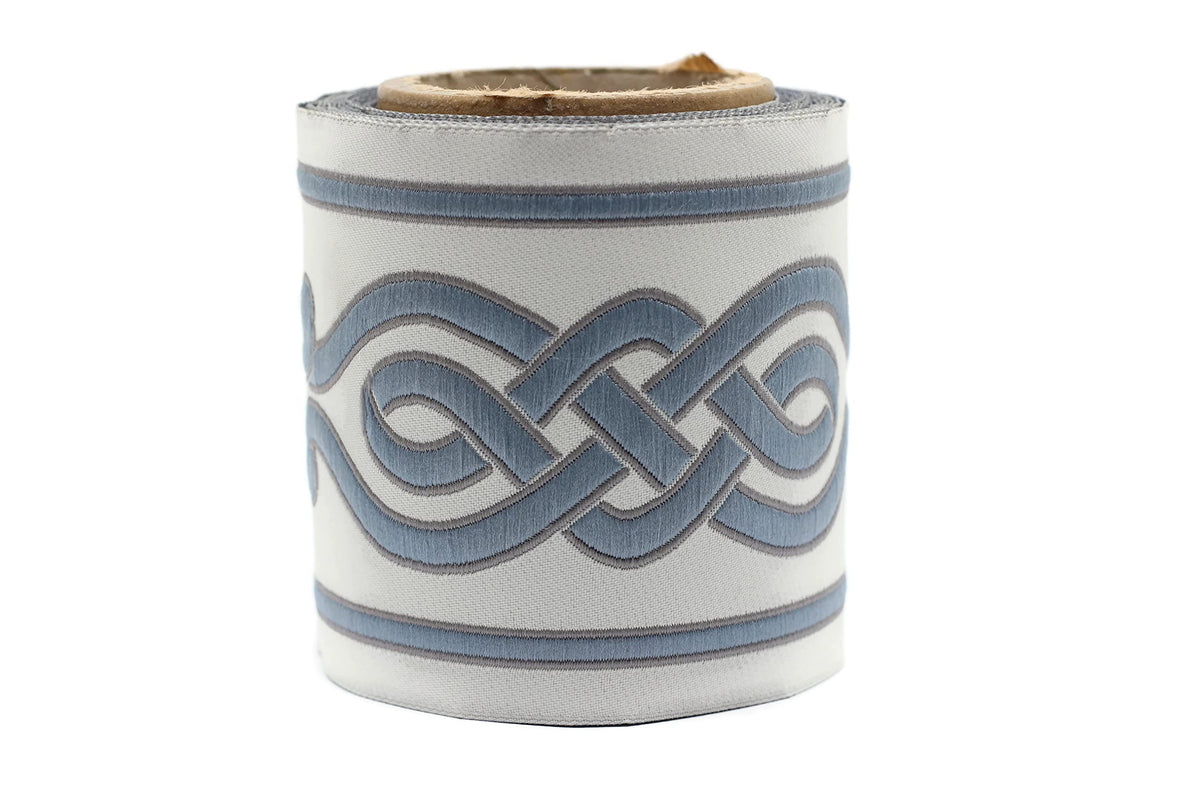 Spool 3.9" Spiral Drapery Trim Jacquard Ribbon for Your Drapes Curtains Drapery Banding Trim Tape V4 142 - 3.8 Yards