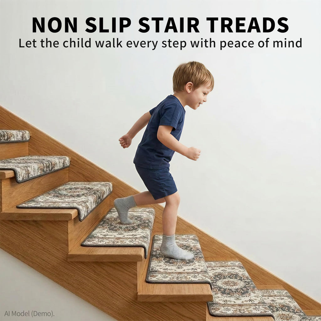 Bullnose, 14 Pack 30 x 9.5 Inch Non-Slip Carpet Mats for Wooden Steps, Protective Indoor Stairway Covers with 1.5"