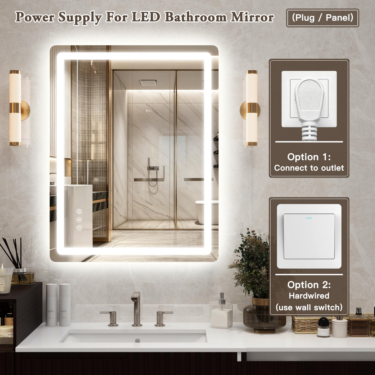 28"x36" LED Bathroom Mirror