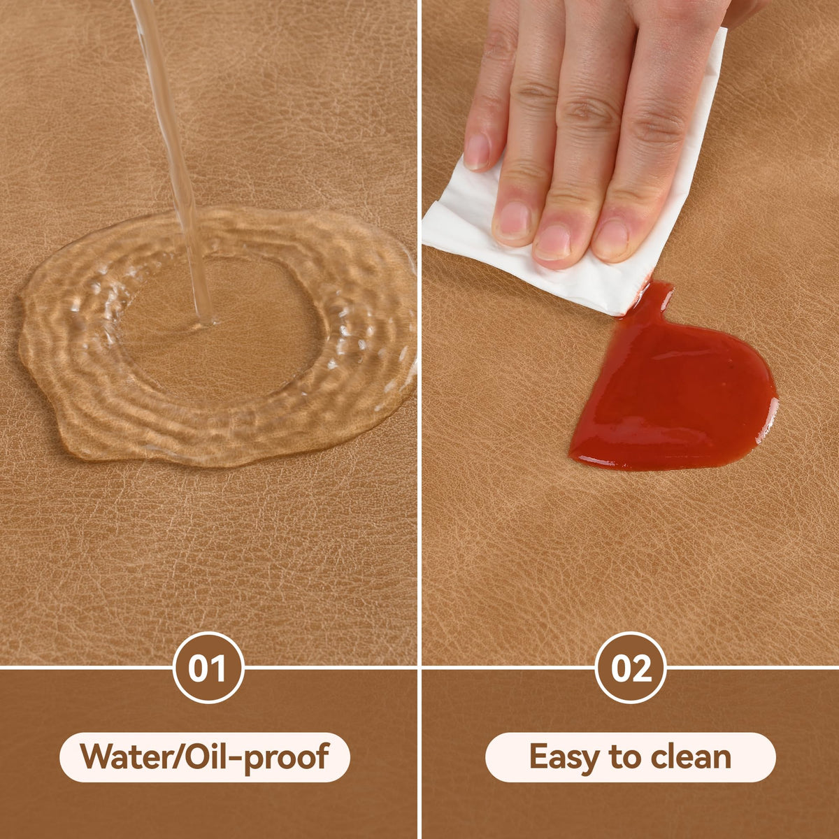 UnivoColors Placemats Round Faux Leather Placemats Set of 4-Waterproof-Wipe Clean-Heat Resistant-Anti Slip Dining