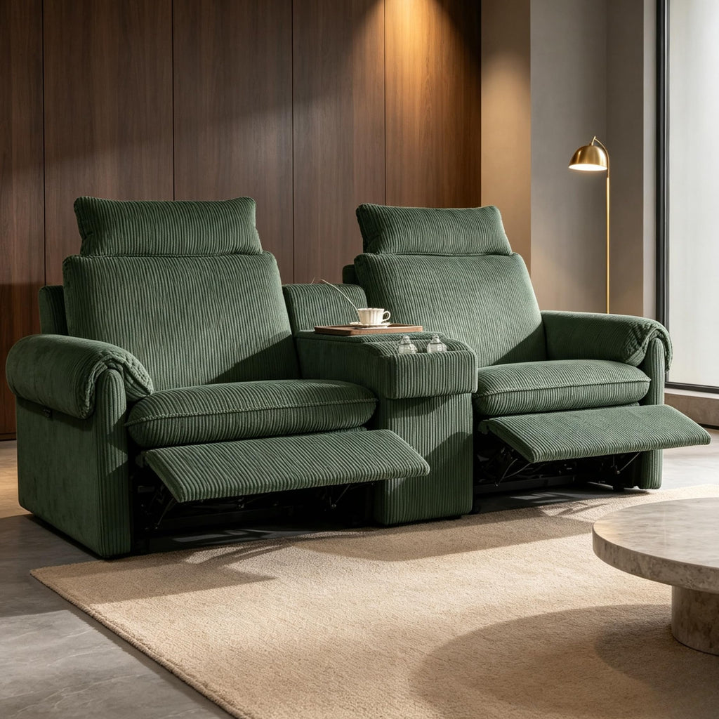 95" Modular Power Reclining Loveseat Sofa with Console, Green