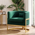 Green Accent Chair Modern Velvet Barrel Chair with Gold Metal Legs