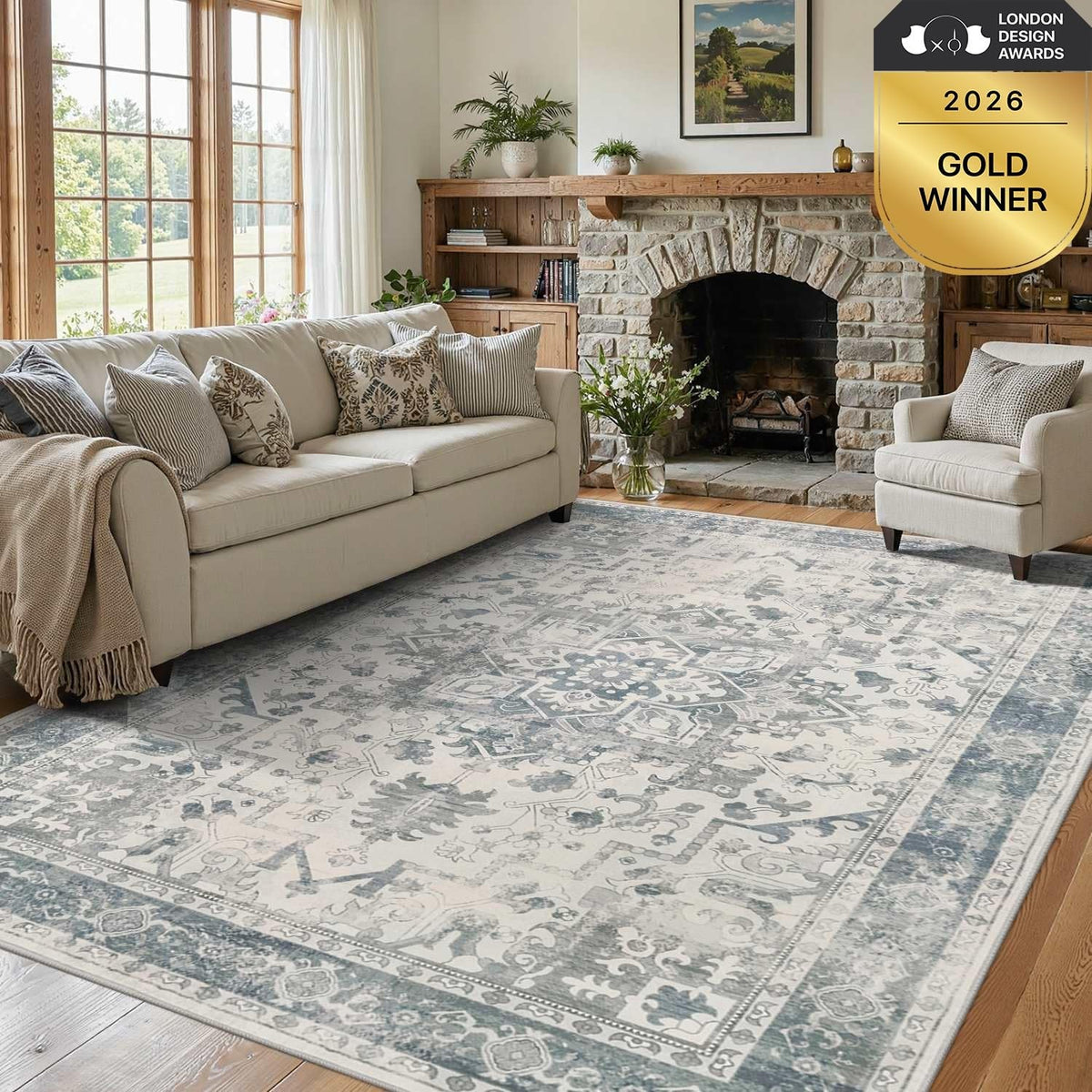Area Rugs, Washable Rugs, Blue Rug