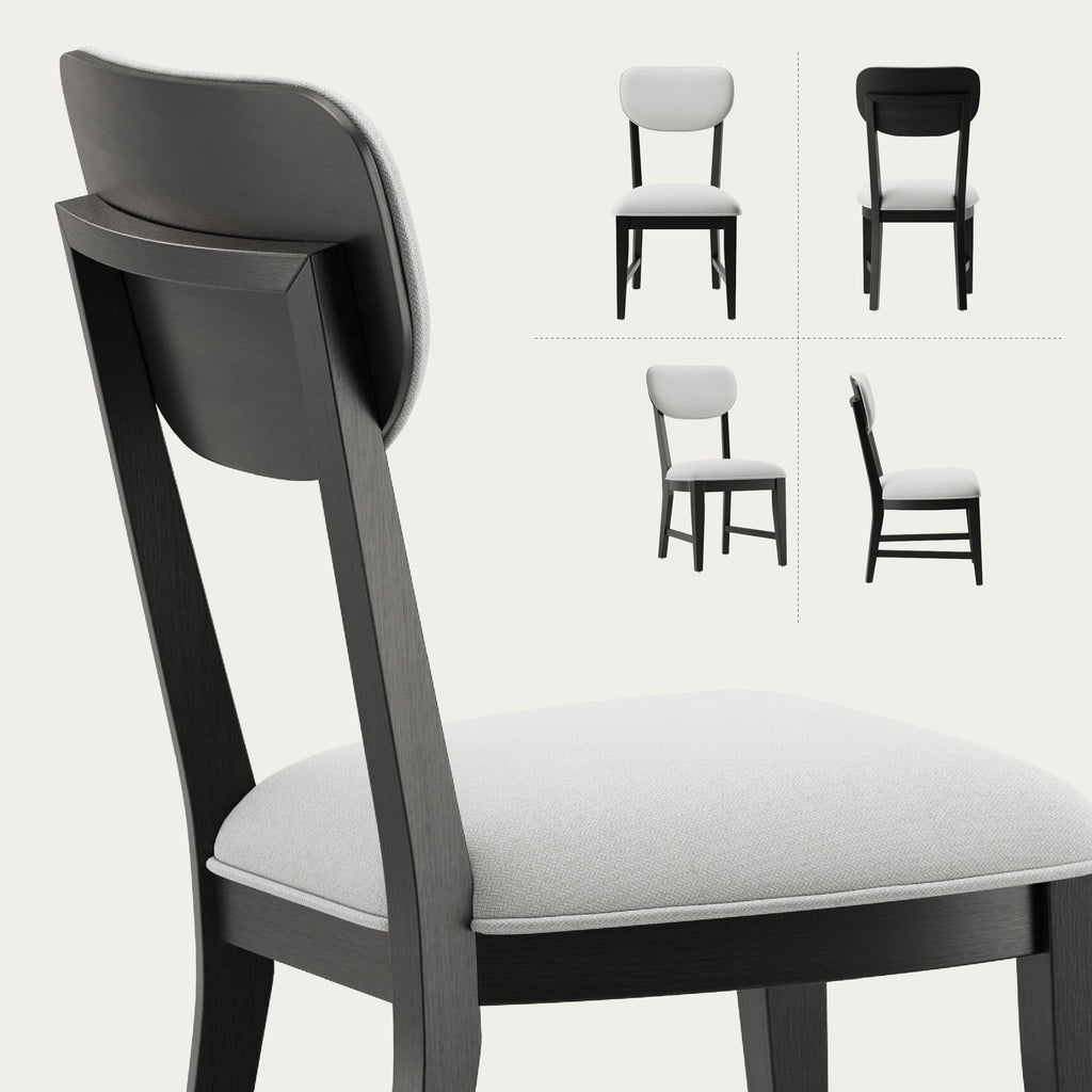 Inspired Bertoia Style Solid Wood Dining Chairs Set of 4, Mid Century Modern Upholstered Kitchen Chairs with 3.3" Thick Cushion, Farmhouse