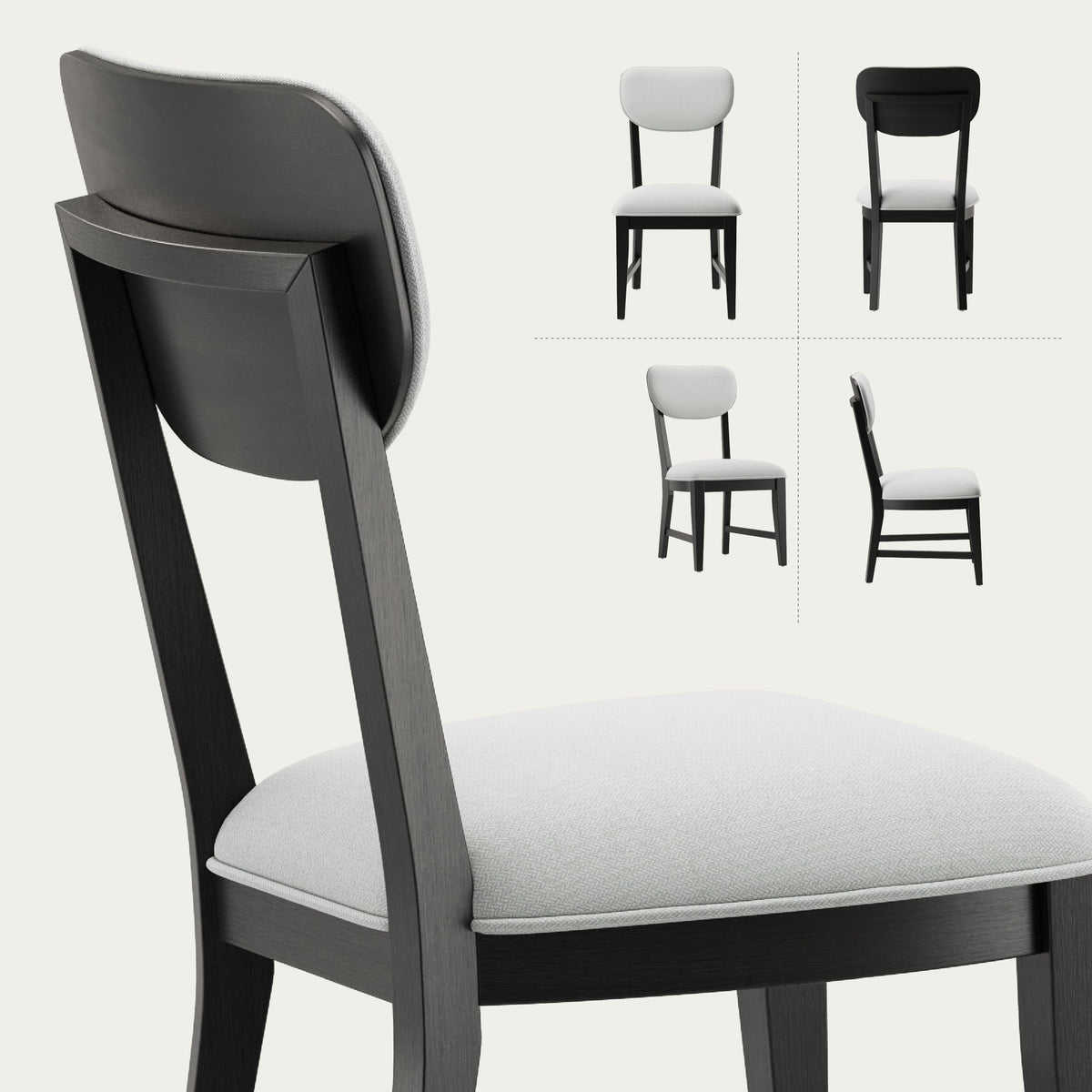 Inspired Bertoia Style Solid Wood Dining Chairs Set of 4, Mid Century Modern Upholstered Kitchen Chairs with 3.3" Thick Cushion, Farmhouse