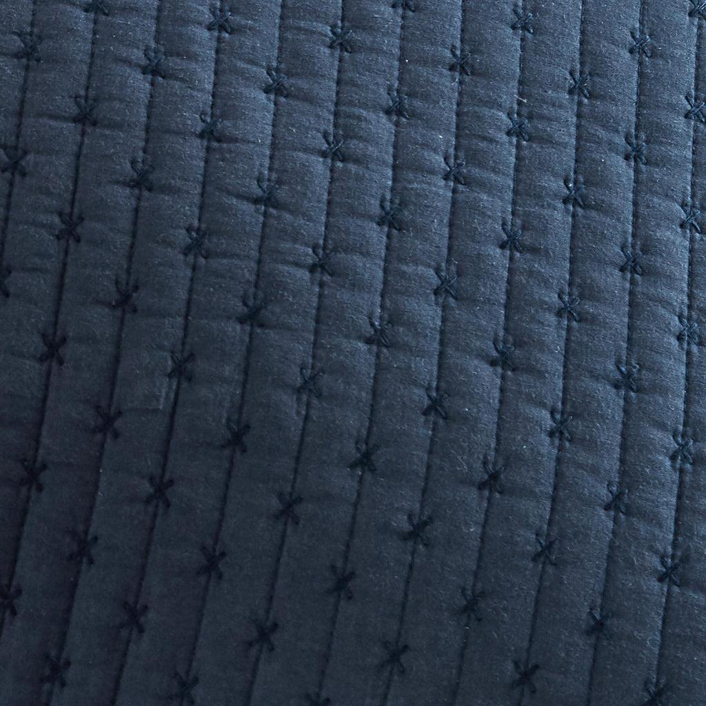 Cross Stitch Reversible Quilt Set (106x92in) and 2 Pillow Shams (36x20in) - Stitch Texture - Navy
