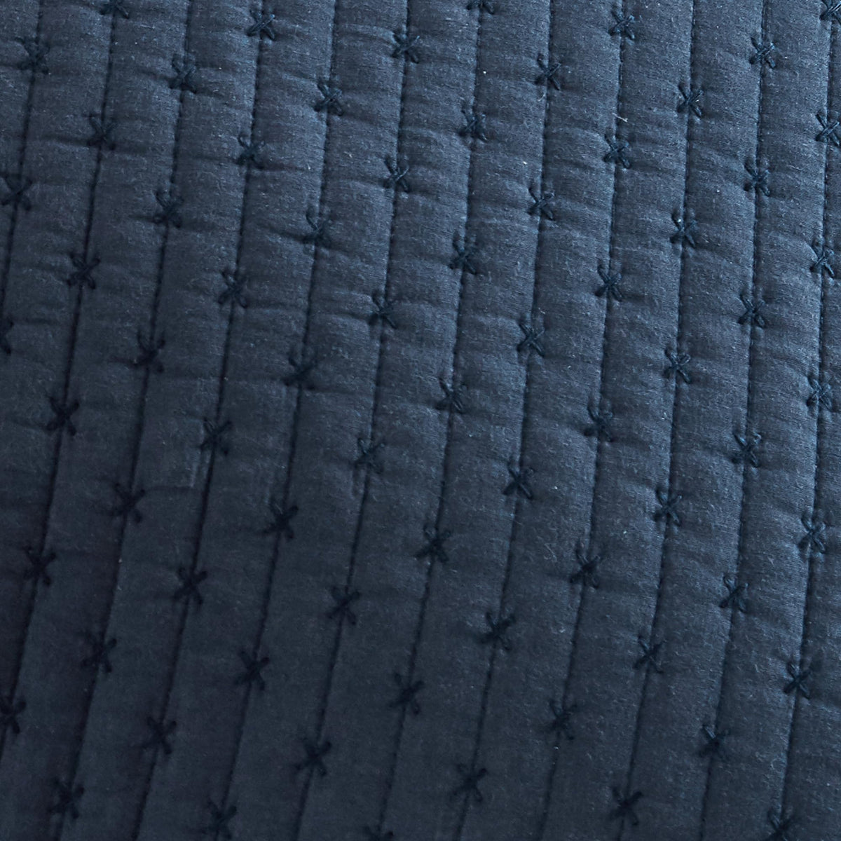 Cross Stitch Reversible Quilt Set (106x92in) and 2 Pillow Shams (36x20in) - Stitch Texture - Navy