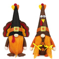Mr and Mrs Thanksgiving Plush Decorations - 2 Pcs Turkey Gnomes Handmade Scandinavian Autumn Tomte - Fall Season