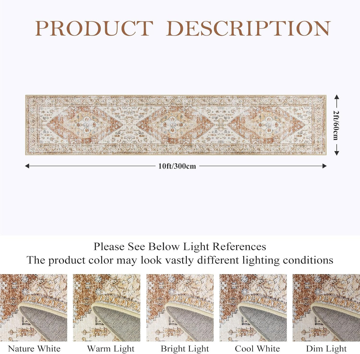 Boho Carpet Runners Washable Non-Slip Runner Rug Non-Shedding Lightweitht Long Kitchen Carpet, Oriental