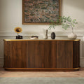 Sideboard Buffet Cabinet with Storage,Mid Century Modern Credenza,Walnut | Faux Marble Top,Diagonal Fluted