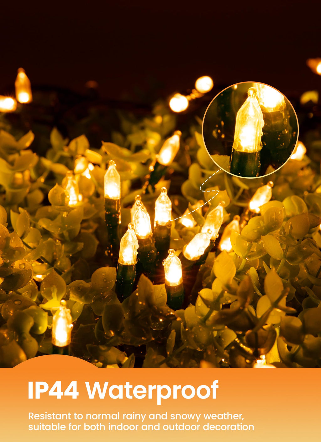 LED Christmas Mini Lights, 2 Pack 39 Feet 100 LED Clear Bulbs String Light with 8 Light Modes, Connectable Fairy