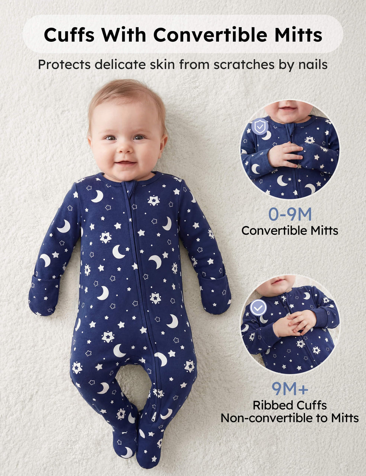 Baby Pajamas 100% Organic Cotton Baby Sleepers for Boys Girls Clothes, Pack Soft infant Toddler Footed