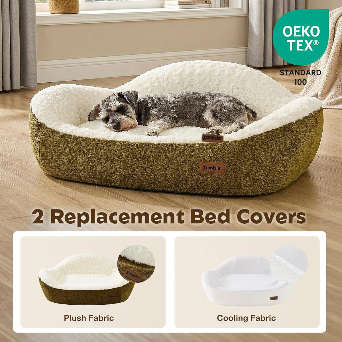 45D Orthopedic Memory Foam Dog Bed Sofa with 2 Washable Cover Green