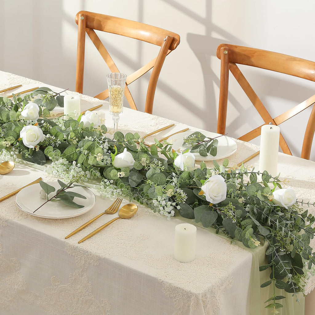 60 Pcs 4 Kinds Mixed Artificial Eucalyptus Stems Rose Baby's Breath