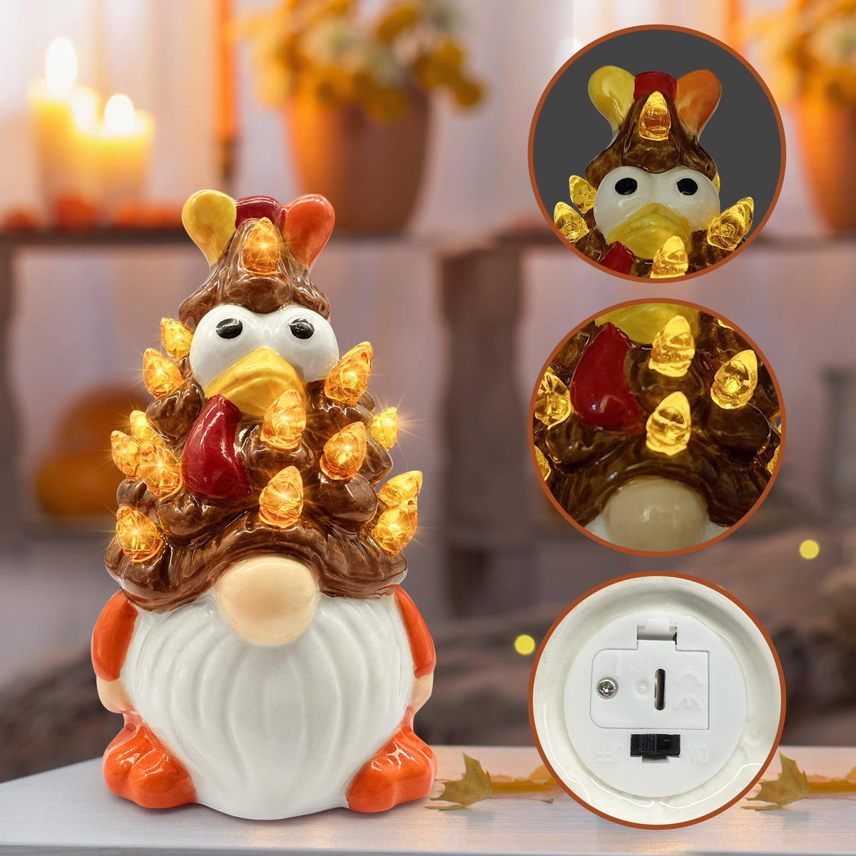 Thanksgiving Decorations, Thanksgiving Ceramic Tree Gnomes Decor