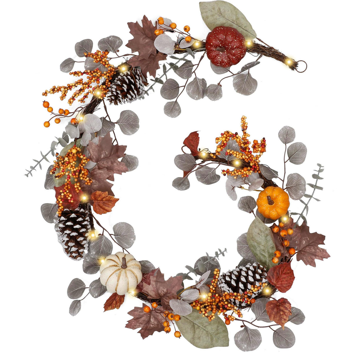 6ft Fall Maple Leaves Garlands for Mantle with Pumpkins