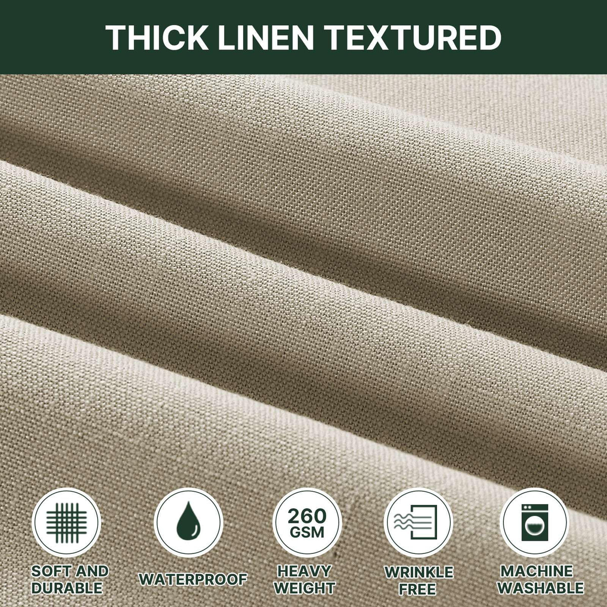Linen Textured Table Cloths 60 x 120 Inch Premium Solid Tablecloth Spill-Proof Waterproof Table Cover for Dining