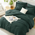 Comforter Set, 7-Piece Seersucker Bed in a Bag, Forest Green