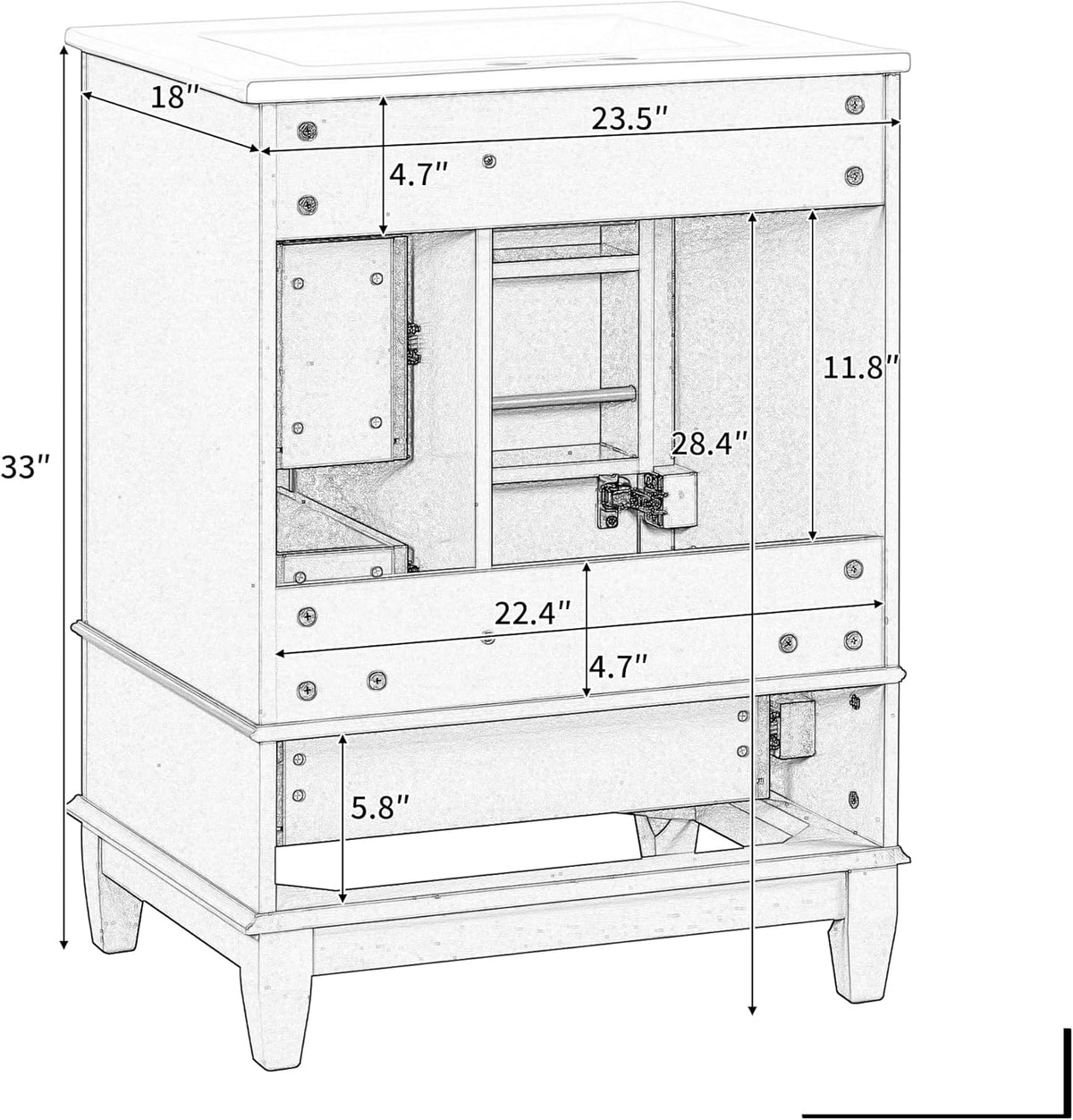 24" Bathroom Vanity with Sink