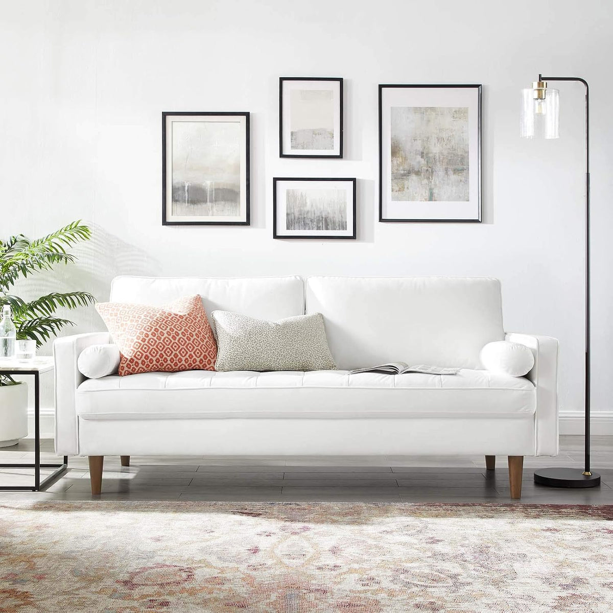 EEI-3764-WHI Valour Performance Velvet Sofa, White