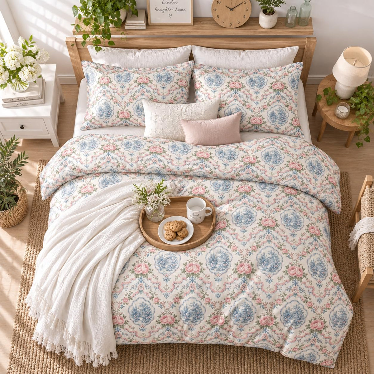 Vintage Floral Toile Comforter Full, French Country Bedding