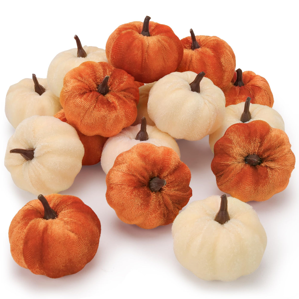16 Pcs Artificial Velvet Pumpkins Small Fall Foam Pumpkin Decor