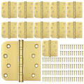 4 Inch Gold Ball Bearing Door Hinges Square and 5/8'' Radius 12 Pack