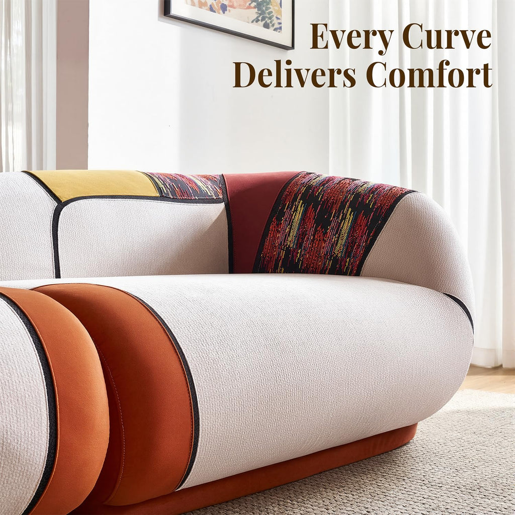 102" Modern Curved, 4-Seat Floor Couch in Chenille, No Assembly