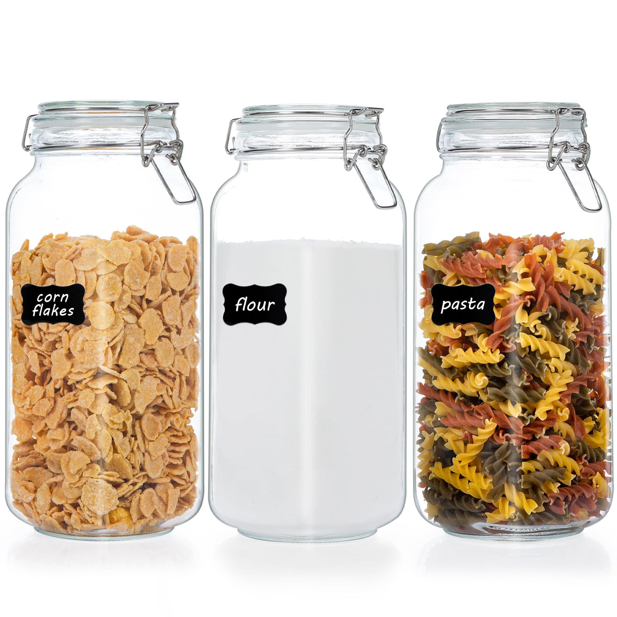 78oz Glass Food Storage Jars with Airtight Clamp Lids, 3 Pack