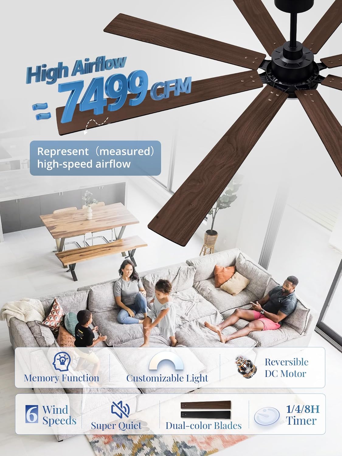 72" Ceiling Fan with Light & Remote