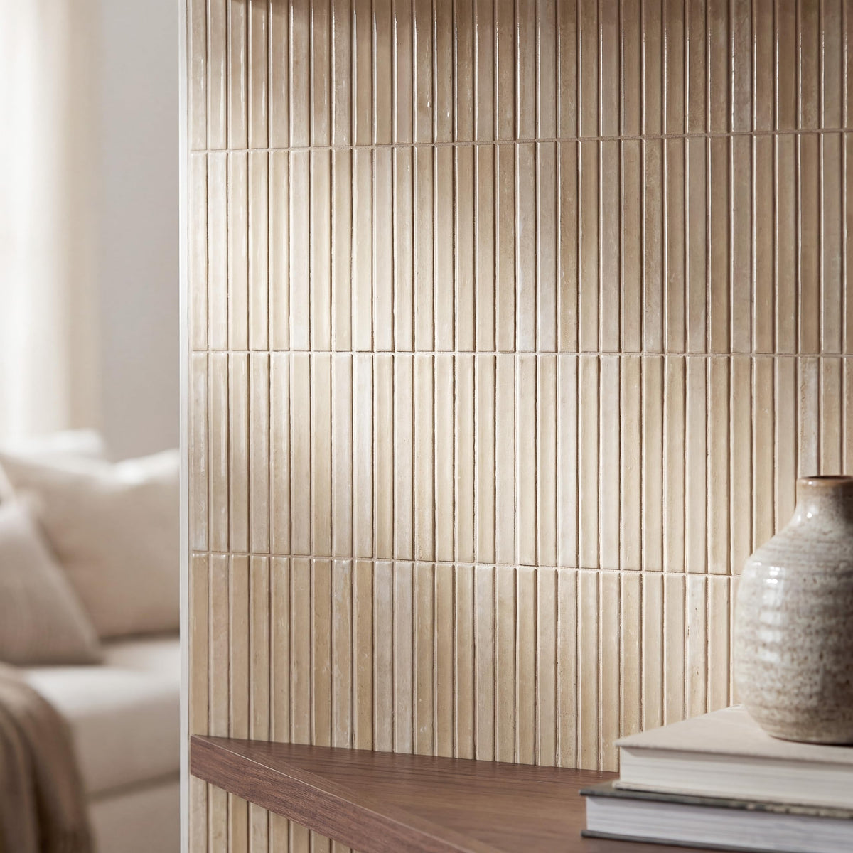 Porcelain Fluted Wall Tile | Marino Almond Bisque | 5" x 10"